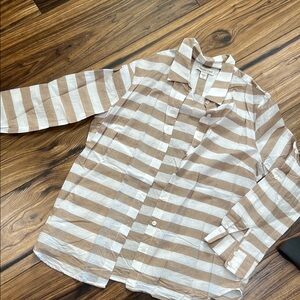 Striped  Shirt - Tan and White